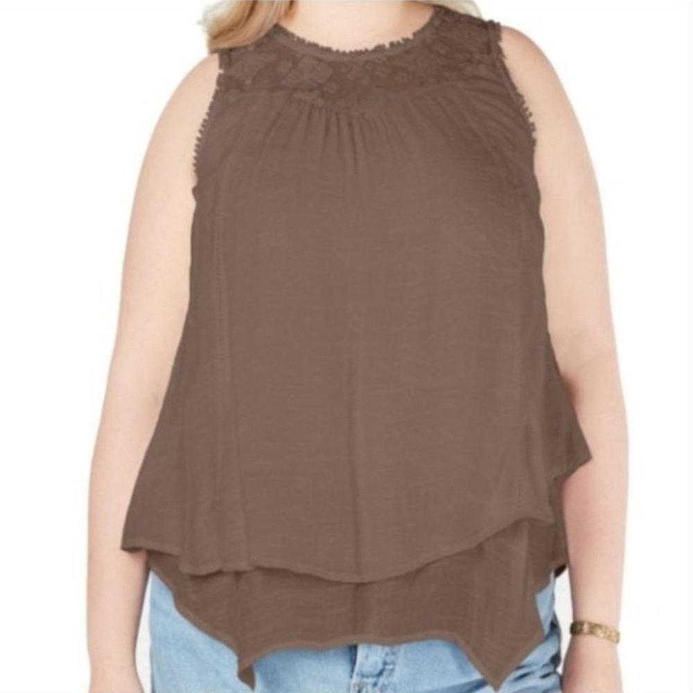 NWT Style & Co Lace Yoke Sleeveless Top